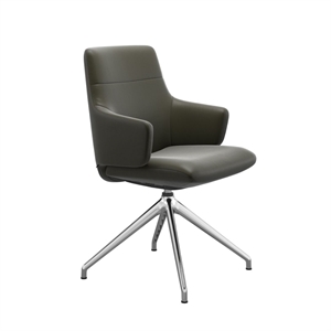 Stressless Chilli spisebordsstol med armlæn - Drejestel D350 Poleret - Dark Olive Paloma læder